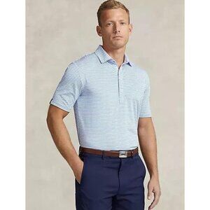 Polo Ralph Lauren Rlx Classic Fit Performance Print Polo Shirt  Blue White
